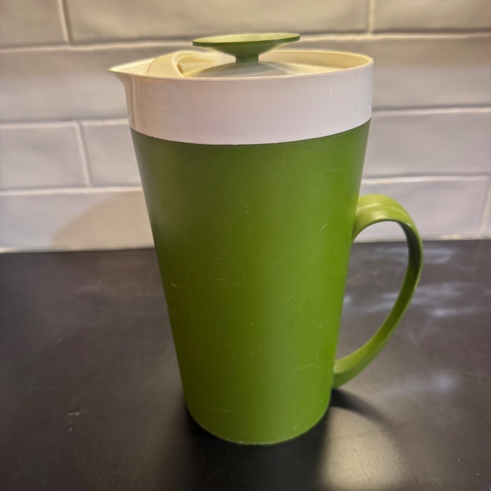 Therm Ware Insulated Pitcher Large Green Vintage MCM Avocado Made in USA